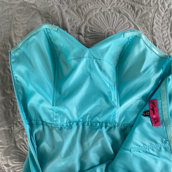 Morgan & co Light blue prom dress hi-low sweetheart neckline strapless size 3/4 - Picture 10 of 11